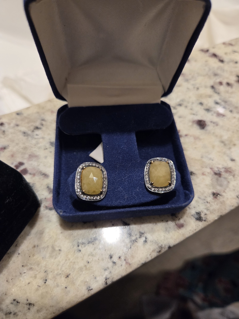 Vintage Yellow Stone Halo Stud 925 Earrings - Women Jewelry